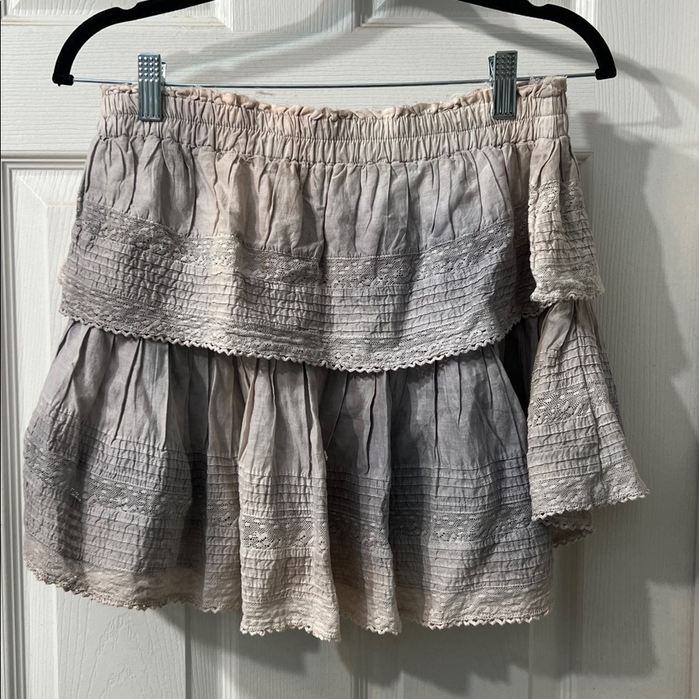 LoveShackFancy Heritage Lace Tiered Mini Skirt – Cottagecore Boho Size Medium - Picture 3 of 4